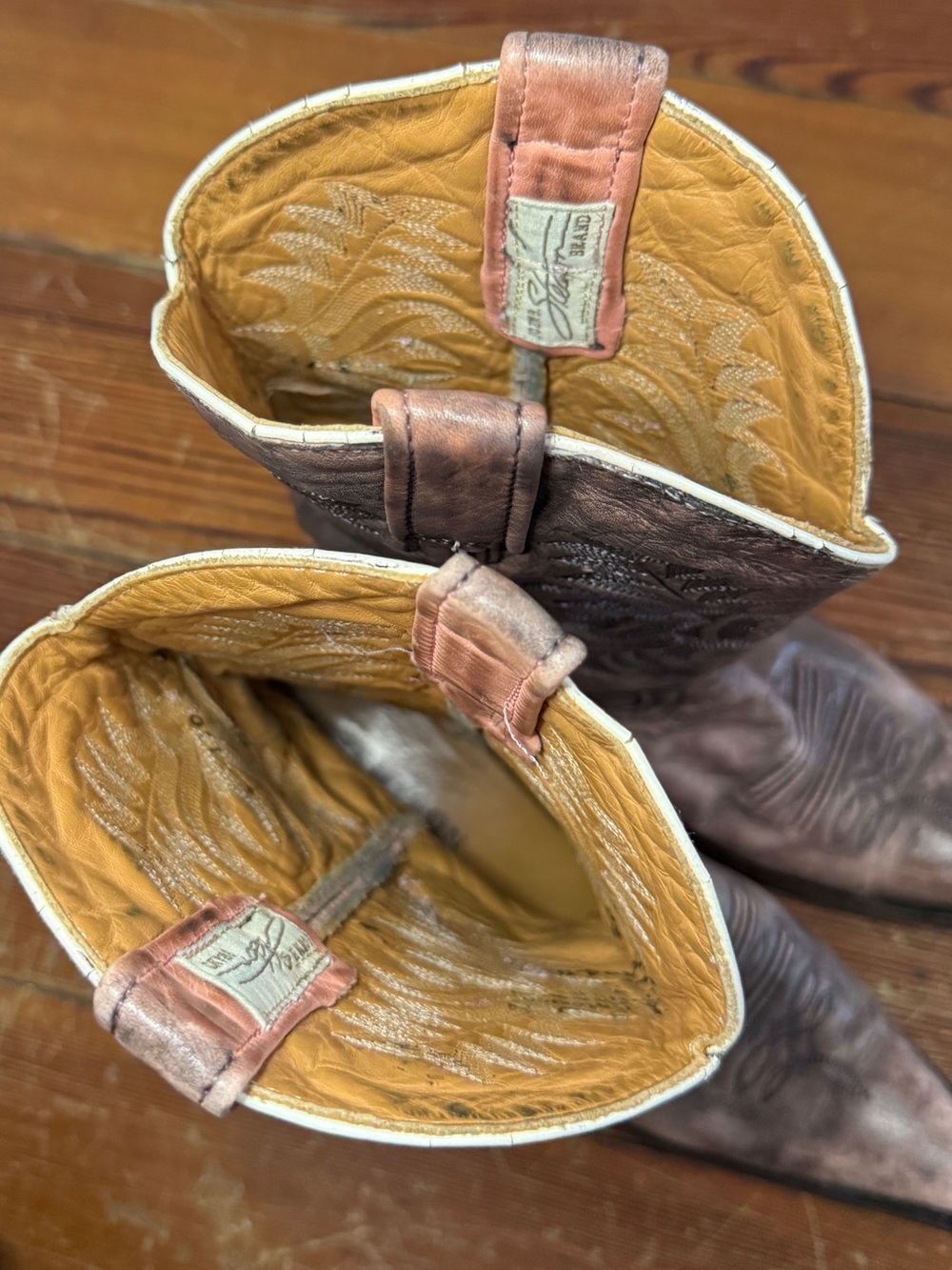 Stetson Brown Leather Distressed Embroidered Snip Toe Cowboy Western Boots W 7 - Picture 9 of 14
